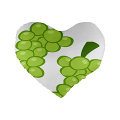 Fruit Green Grape Standard 16  Premium Flano Heart Shape Cushions