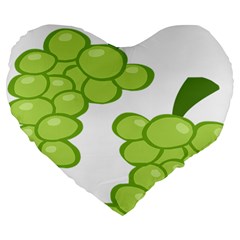 Fruit Green Grape Large 19  Premium Flano Heart Shape Cushions