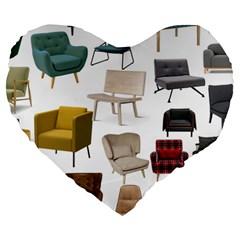 Furnitur Chair Large 19  Premium Heart Shape Cushions by Mariart