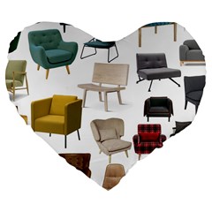 Furnitur Chair Large 19  Premium Flano Heart Shape Cushions by Mariart