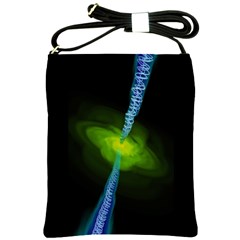 Gas Yellow Falling Into Black Hole Shoulder Sling Bags by Mariart