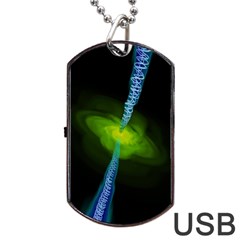 Gas Yellow Falling Into Black Hole Dog Tag Usb Flash (one Side)