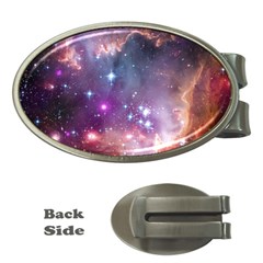 Galaxy Space Star Light Purple Money Clips (oval)  by Mariart