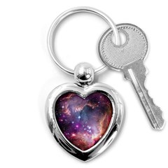 Galaxy Space Star Light Purple Key Chains (heart) 