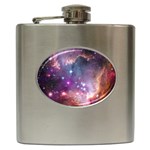 Galaxy Space Star Light Purple Hip Flask (6 oz) Front