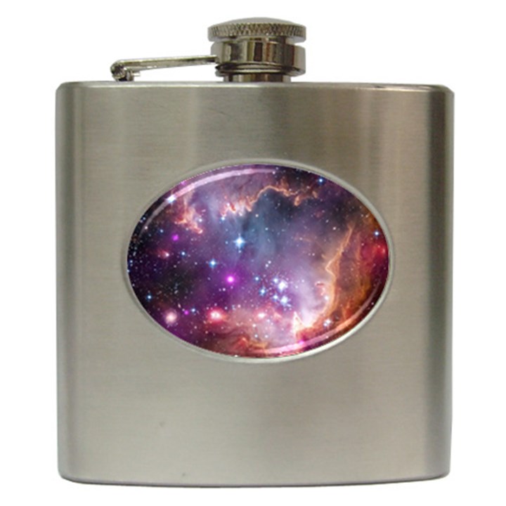 Galaxy Space Star Light Purple Hip Flask (6 oz)