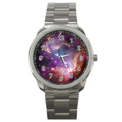 Galaxy Space Star Light Purple Sport Metal Watch