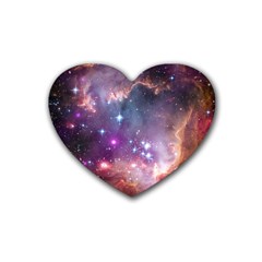 Galaxy Space Star Light Purple Rubber Coaster (heart) 