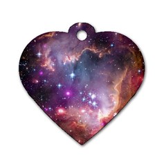 Galaxy Space Star Light Purple Dog Tag Heart (one Side) by Mariart