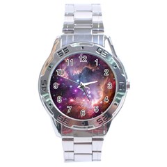 Galaxy Space Star Light Purple Stainless Steel Analogue Watch by Mariart