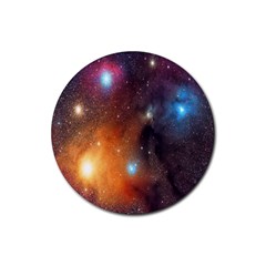 Galaxy Space Star Light Rubber Round Coaster (4 Pack)  by Mariart