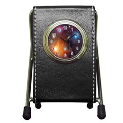 Galaxy Space Star Light Pen Holder Desk Clocks