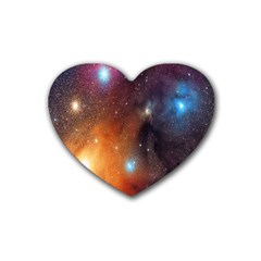 Galaxy Space Star Light Rubber Coaster (heart)  by Mariart