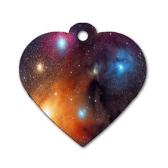 Galaxy Space Star Light Dog Tag Heart (two Sides)