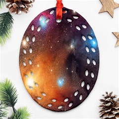 Galaxy Space Star Light Ornament (oval Filigree) by Mariart