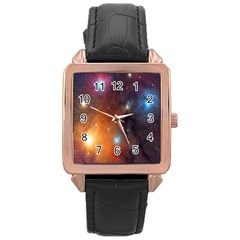 Galaxy Space Star Light Rose Gold Leather Watch  by Mariart