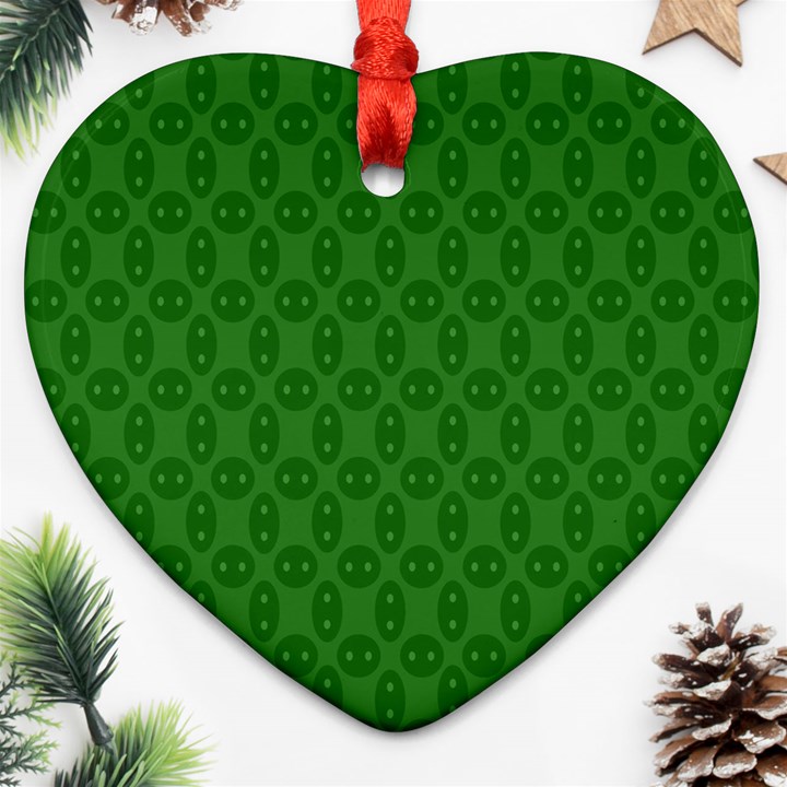 Green Seed Polka Ornament (Heart)