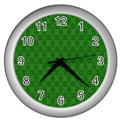 Green Seed Polka Wall Clocks (silver) 