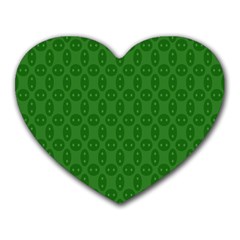 Green Seed Polka Heart Mousepads