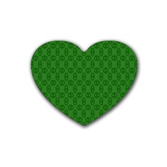 Green Seed Polka Rubber Coaster (heart)  by Mariart