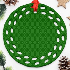 Green Seed Polka Ornament (round Filigree) by Mariart