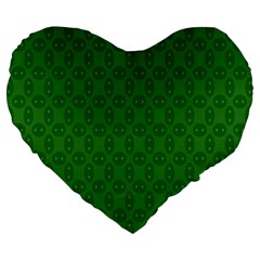 Green Seed Polka Large 19  Premium Flano Heart Shape Cushions