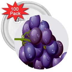 Grape Fruit 3  Buttons (100 Pack) 