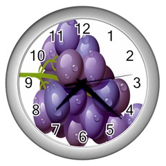 Grape Fruit Wall Clocks (silver)  by Mariart