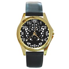 Helmet Original Diffuse Black White Space Round Gold Metal Watch by Mariart