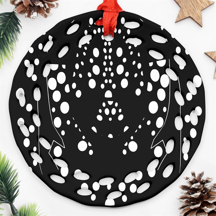 Helmet Original Diffuse Black White Space Round Filigree Ornament (Two Sides)