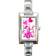 Heart Flourish Pink Valentine Rectangle Italian Charm Watch by Mariart