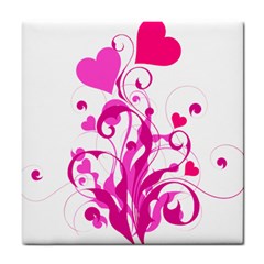 Heart Flourish Pink Valentine Tile Coasters