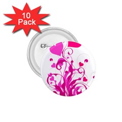 Heart Flourish Pink Valentine 1 75  Buttons (10 Pack) by Mariart