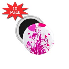 Heart Flourish Pink Valentine 1 75  Magnets (10 Pack) 