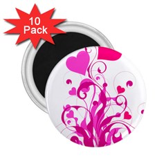 Heart Flourish Pink Valentine 2 25  Magnets (10 Pack) 