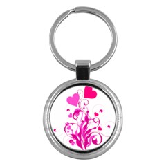 Heart Flourish Pink Valentine Key Chains (round) 