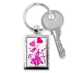 Heart Flourish Pink Valentine Key Chains (rectangle) 