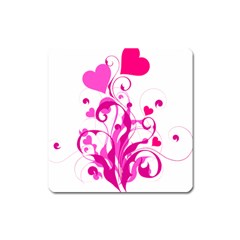 Heart Flourish Pink Valentine Square Magnet by Mariart