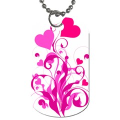 Heart Flourish Pink Valentine Dog Tag (one Side) by Mariart