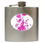 Heart Flourish Pink Valentine Hip Flask (6 oz) Front