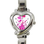 Heart Flourish Pink Valentine Heart Italian Charm Watch Front