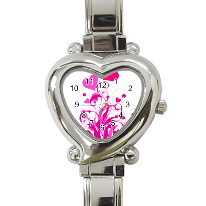 Heart Flourish Pink Valentine Heart Italian Charm Watch