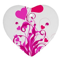 Heart Flourish Pink Valentine Heart Ornament (two Sides) by Mariart