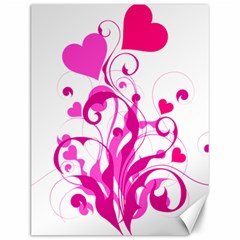 Heart Flourish Pink Valentine Canvas 12  X 16  