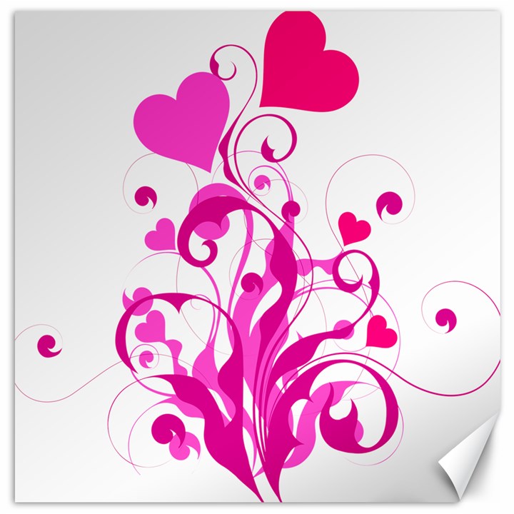 Heart Flourish Pink Valentine Canvas 16  x 16  