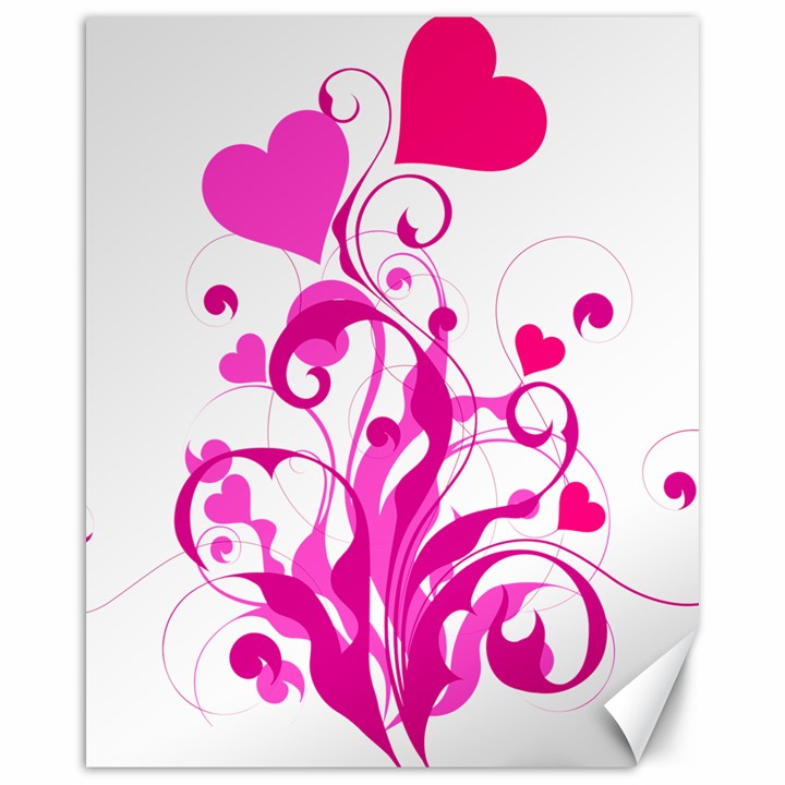 Heart Flourish Pink Valentine Canvas 16  x 20  