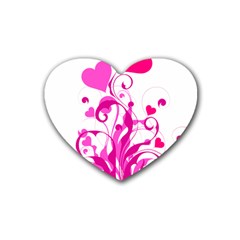 Heart Flourish Pink Valentine Heart Coaster (4 Pack)  by Mariart