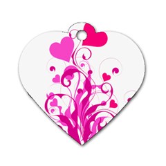 Heart Flourish Pink Valentine Dog Tag Heart (one Side) by Mariart