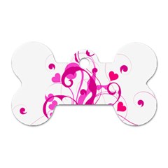 Heart Flourish Pink Valentine Dog Tag Bone (two Sides) by Mariart