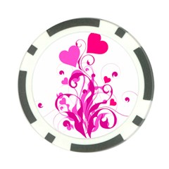 Heart Flourish Pink Valentine Poker Chip Card Guard